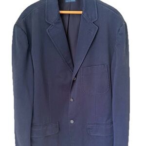 Polo Ralph Lauren Mens XL 3-Button Navy  Casual Blazer Patch Pockets Cotton